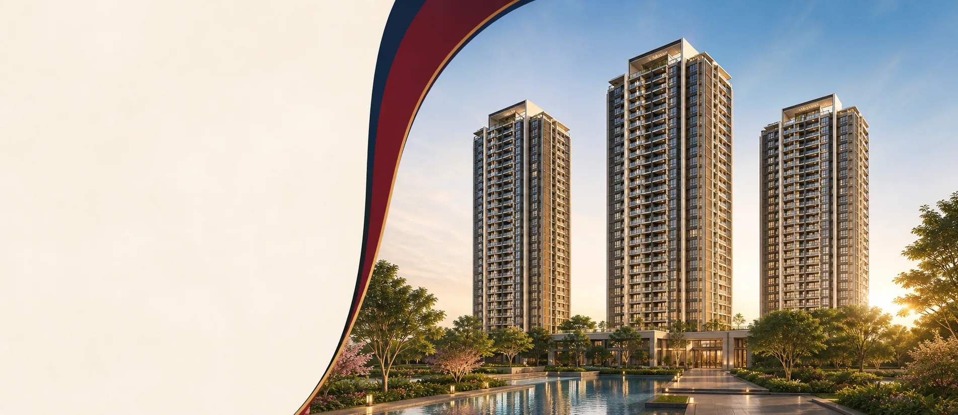 Three premium residential towers and landscaped arrival at Hero Homes Sector MU