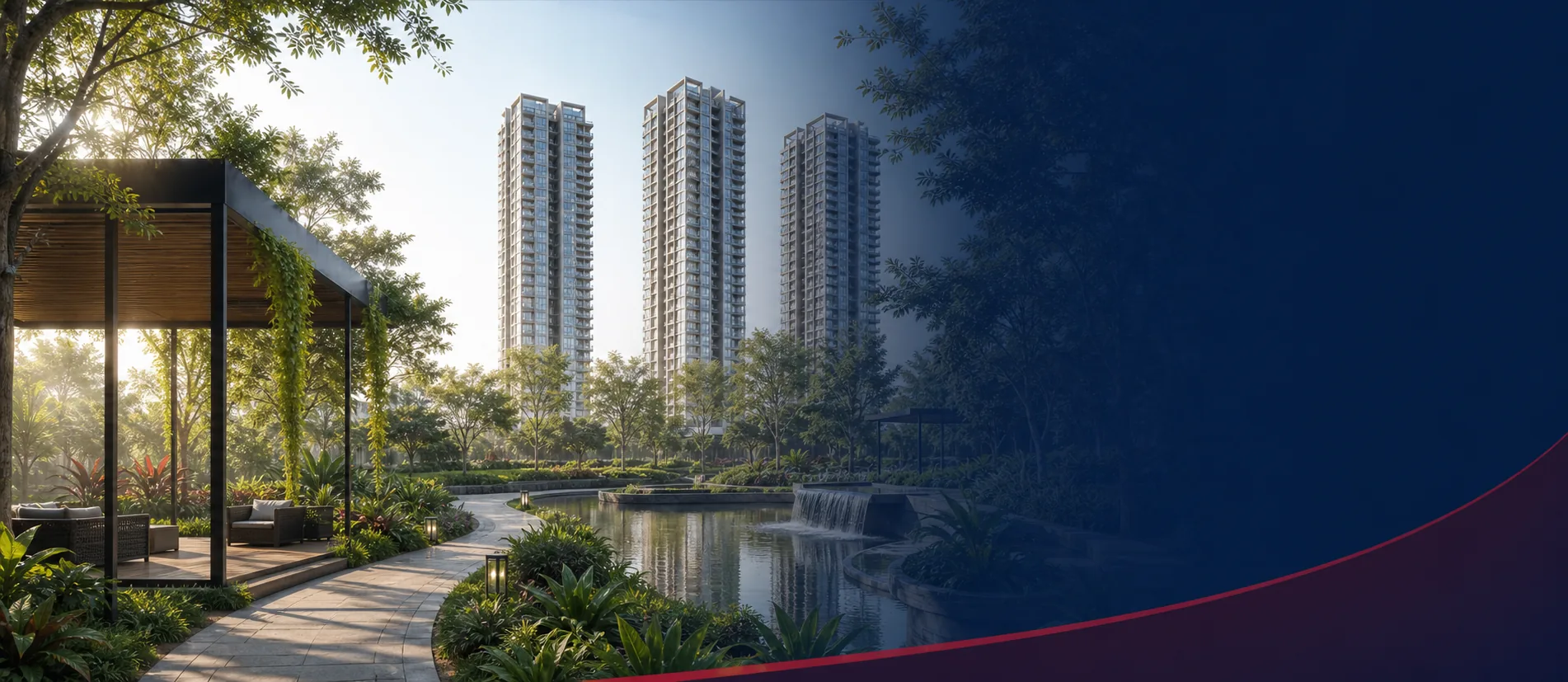 Wellness garden and three residential towers at Hero Homes Sector MU
